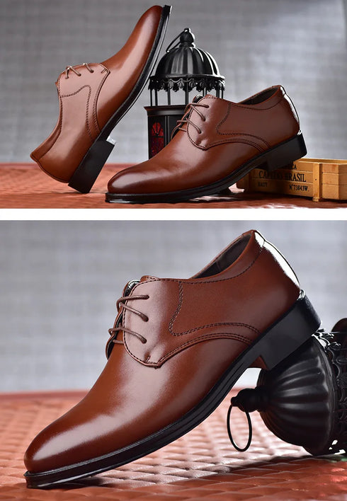 Elegant Men's Black Leather Oxfords for Formal Occasions - Perfect Wedding, Party, Office, and Business Shoes for Men